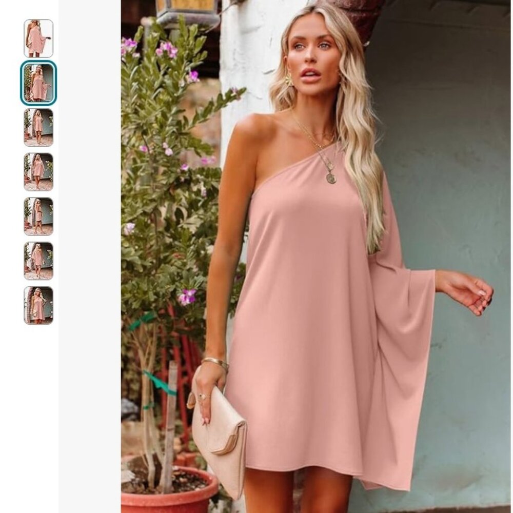 NEW! ZileZile Women's Sexy One Shoulder Batwing Loose Mini Dress - Size Small